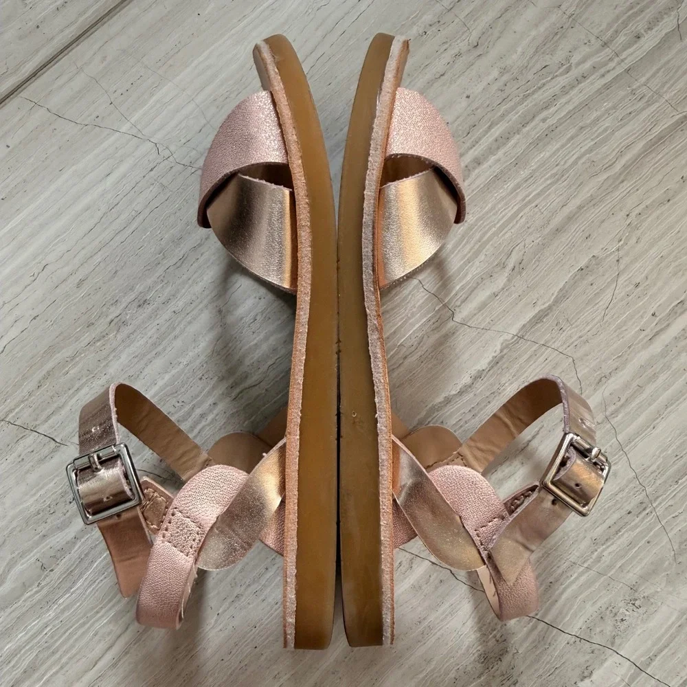 Nordstrom Sandals Nosadee Rose Gold Metallic Crisscross Straps Party Trip 10 EUC